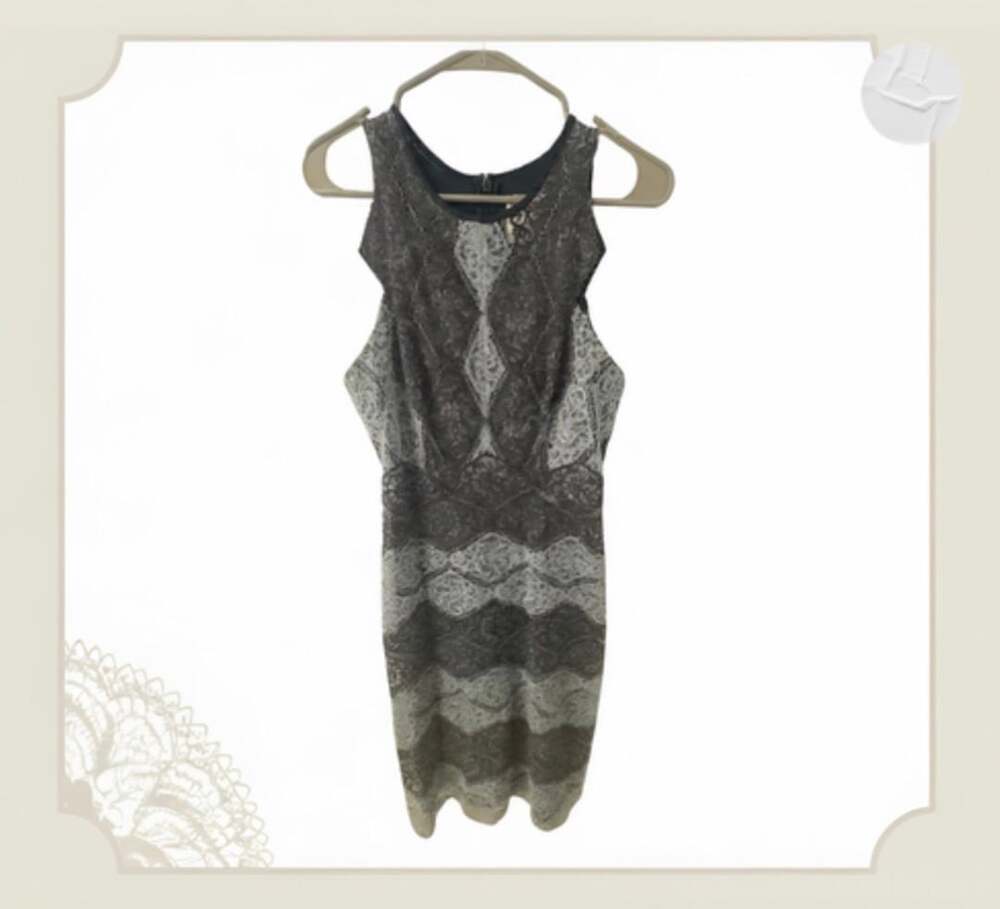 erin fetherston Dress Size 8 Gray Blue Lace Cutout Bodycon